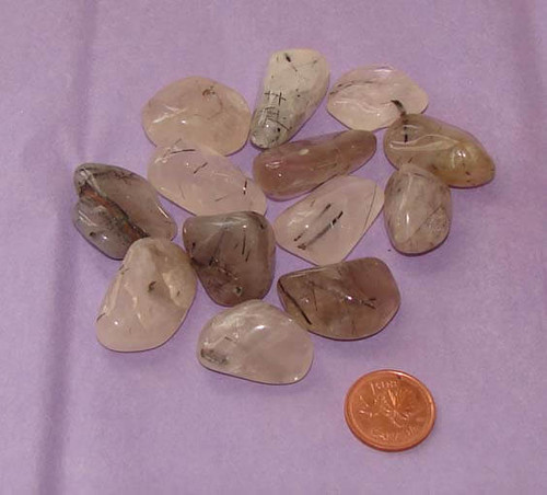 Tumbled Tourmalinated Quartz stones, size small