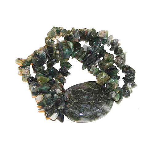 Four Strand Green Moss Agate Bracelet