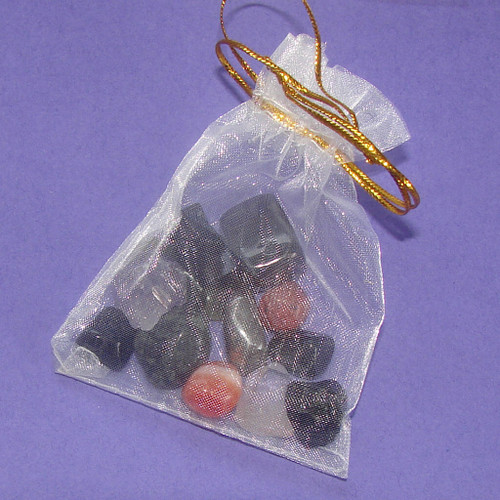 Set of the Best Stones & Crystals for Protection in a white organza pouch