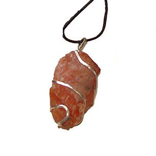 Carnelian Wrapped Rough Stone Necklace