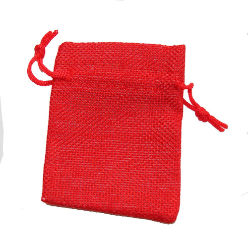 Red Burlap Drawstring Pouches, 2-1/2 x 3-1/4 inches