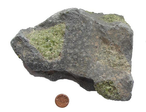 Natural Peridot Stone on basalt matrix. image 2