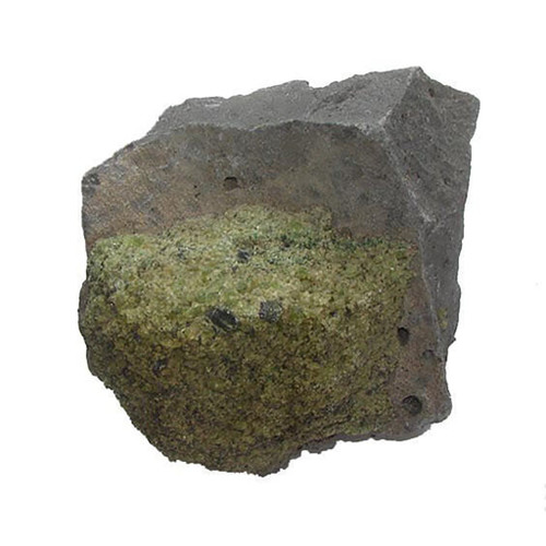 Raw Peridot Stone on Basalt matrix