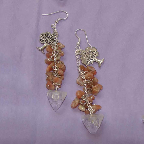 Apophyllite Point Earrings with Sunstone chips