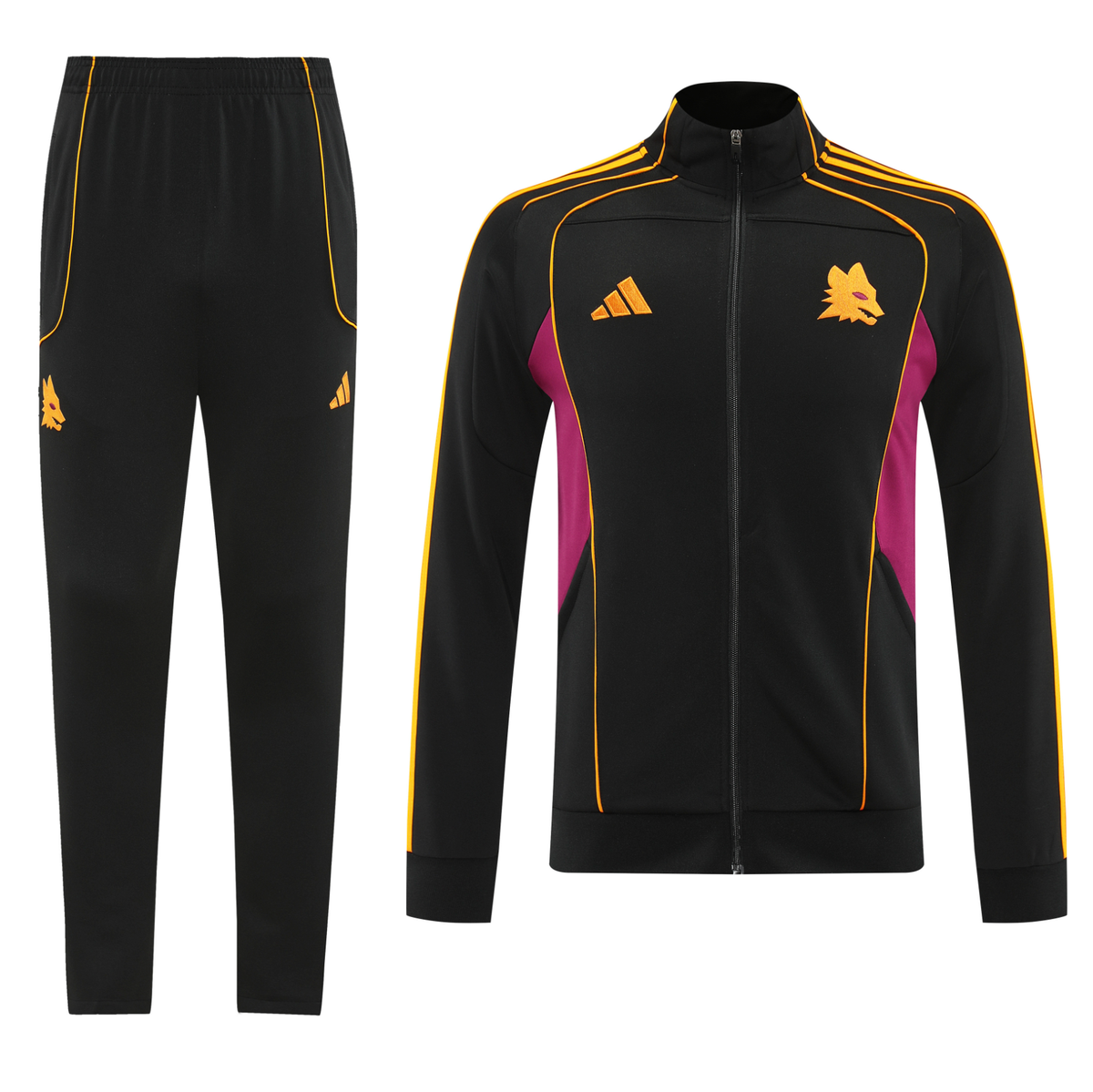 AS Roma 25/26 Men's Black Long Zip Jacket