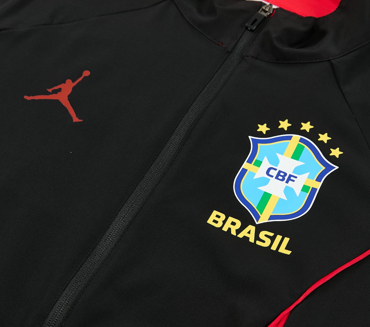 Brazil 2026 Men's Black Red Long Zip Tracksuit