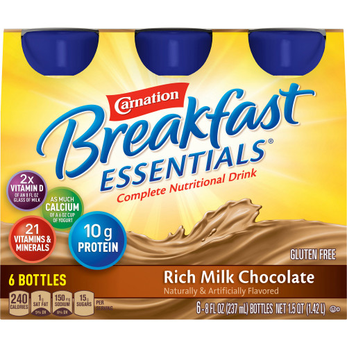 Nestle Healthcare Nutrition Carnation Breakfast Essentials, 240 Calories, Rich Milk Chocolate, 8 oz