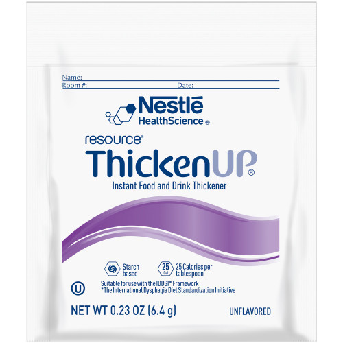 Resource ThickenUp Food and Beverage Thickener, Unflavored, 6.4g Packets, 25 calories
