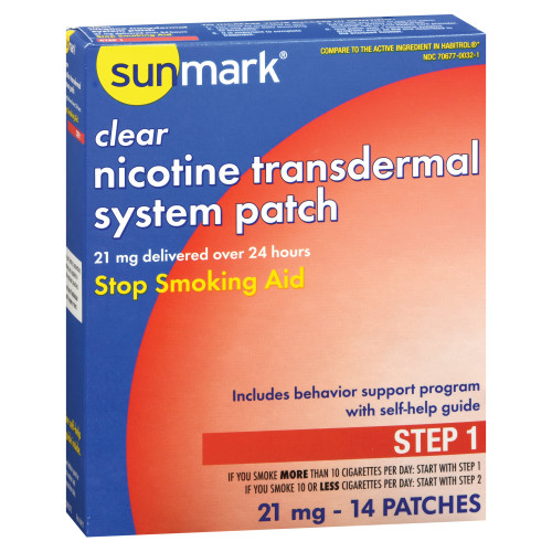 sunmark® Stop Smoking Aid, 21 mg Strength, 14 Transdermal Patches per Box