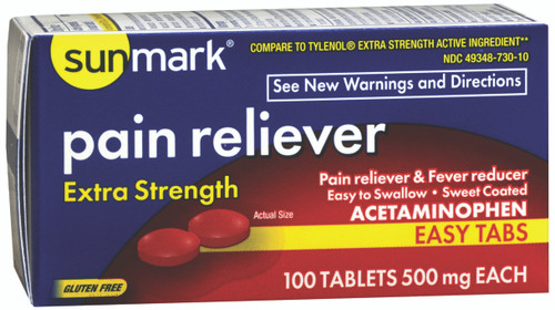 sunmark® Acetaminophen Pain Relief, 100 Tablets per Bottle