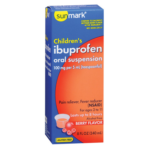 sunmark Children's Pain Relief, 100 mg/5 mL Strength Ibuprofen, Oral Suspension, 8 oz