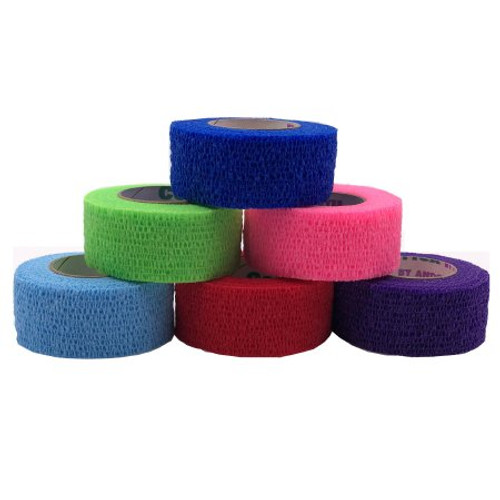 Co-Flex® Cohesive Bandage, 1 Inch x 5 Yard, Neon Pink / Blue / Purple / Light Blue / Neon Green / Red