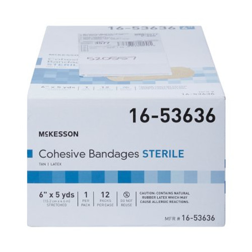 McKesson Cohesive Bandage, Standard Compression, Tan, Self-Adherent, 6" x 5 Yards, 12 per Case