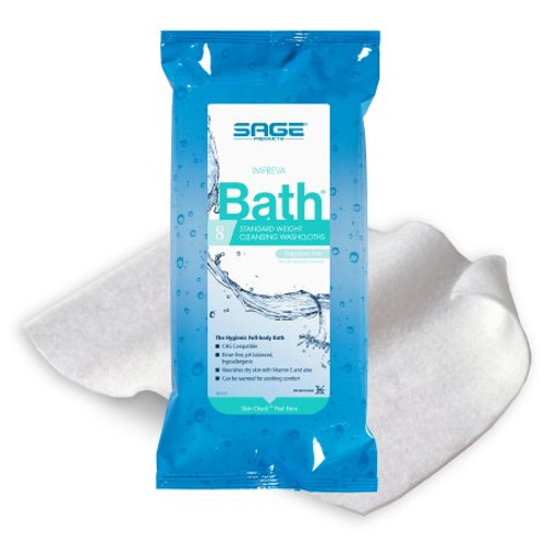 Sage Comfort Bath Rinse-Free Wipes, Aloe, Unscented
