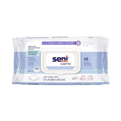 Seni® Care Unscented Rinse-Free Bath Wipe, 48 per Package