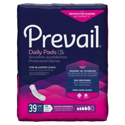 Prevail® Daily Pads Maximum Bladder Control Pad, 13-Inch Length