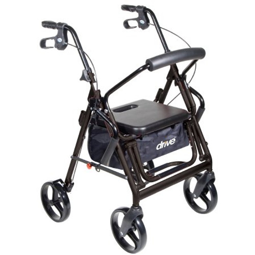 drive Medical Duet 4-Wheel Folding Rollator, Black, 300 lbs Capacity