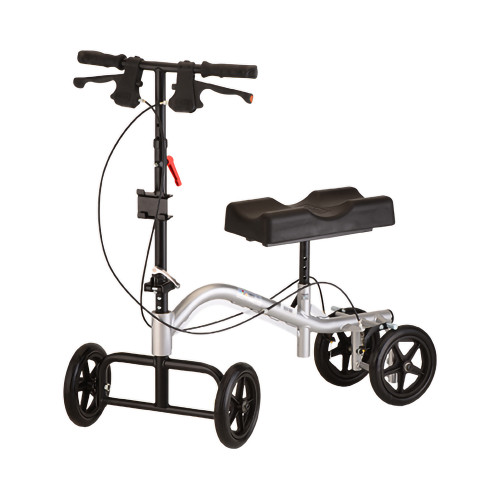 Nova Knee Walker, 31.25 - 37.25 in., Metallic Silver, 300 lbs. Capacity, Aluminum