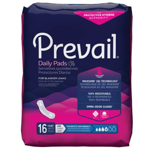 Prevail® Daily Pads Moderate Bladder Control Pad, 11-Inch Length