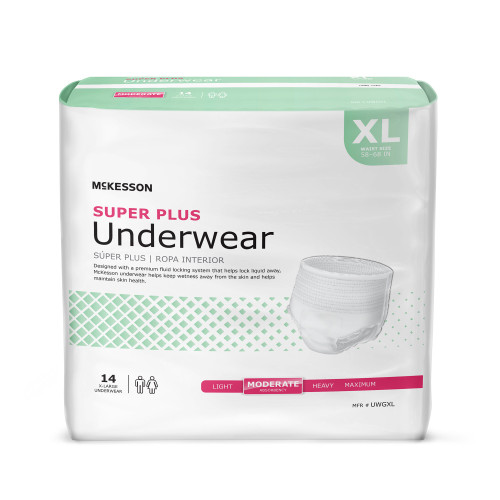 McKesson Super Plus Underwear, Adult Unisex, X-Large, Disposable, Latex-Free