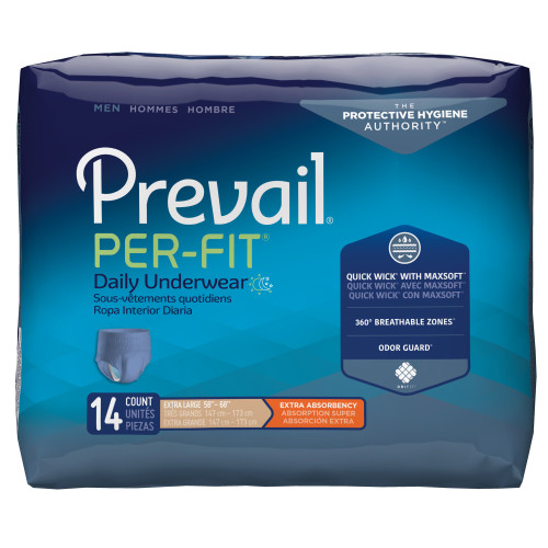 Prevail® Per-Fit® Men Adult Moderate Absorbent Underwear, X-Large, White