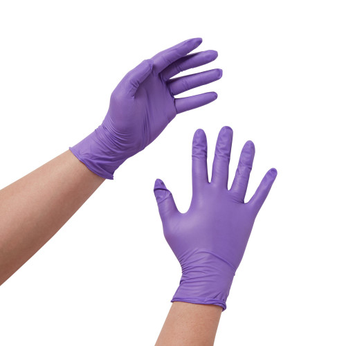 Halyard Purple Nitrile Exam Gloves, Powder-Free, Medium, 9.5"