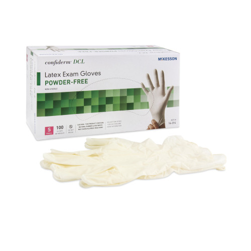 McKesson Confiderm® Latex Exam Glove, Small, Ivory