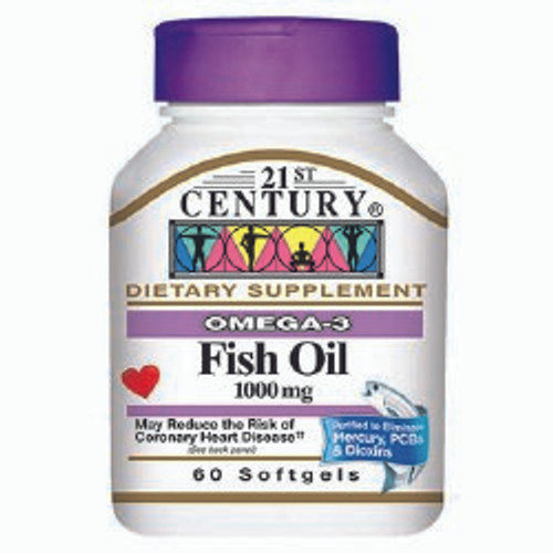 21st Century Fish Oil Supplement, Gluten-Free, 1000 mg Softgel, 60 per Bottle