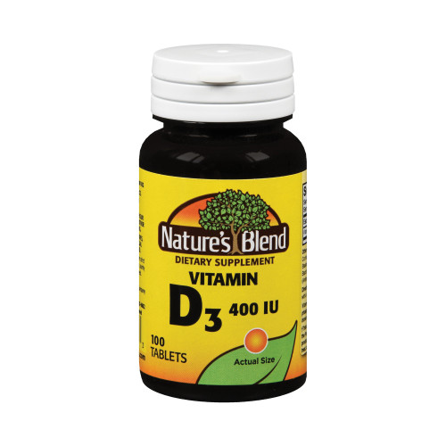 Nature's Blend Vitamin D-3 Supplement, 100 Tablets per Bottle