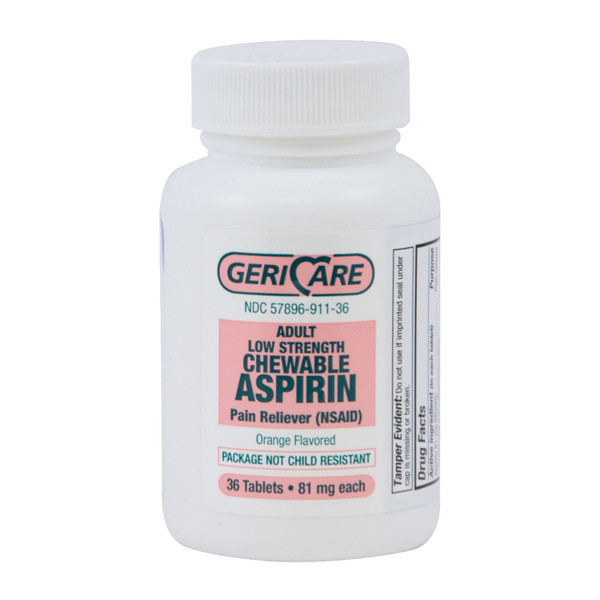 Geri-Care® Aspirin Pain Relief, 36 Chewable Tablets per Bottle