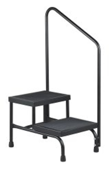 Step Stool with Handrail McKesson Bariatric 2 Steps Powder Coated Steel Frame 9 / 16 Inch Step Height