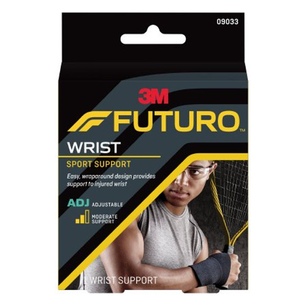 3M Futuro Adult Sport Wrist Support, Wraparound, Adjustable, Black, 4-1/2" to 9-1/2" One Size Fits Most, 12/Case