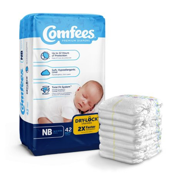 Attends Comfees Premium Baby Diapers, Unisex, Tab Closure, Newborn