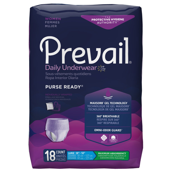 Prevail® Women's' PurseReady™ Maximum Absorbent Underwear, Large