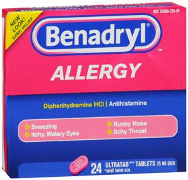 Benadryl® Diphenhydramine HCl Allergy Relief, 24 tabletes per Box