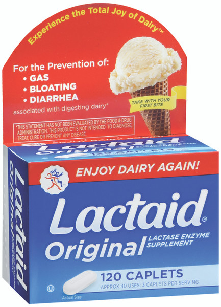 Lactaid® Original Lactase Enzyme Dietary Supplement, 120 Caplets per Bottle