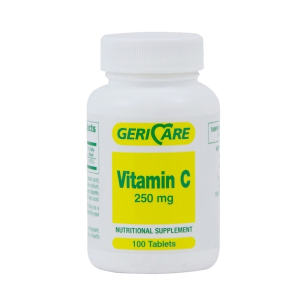 Geri-Care Ascorbic Acid Vitamin C Supplement, 100 Tablets per Bottle