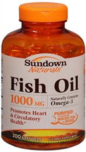 Sundown Naturals® Fish Oil Omega-3 Supplement, 200 Softgels per Bottle