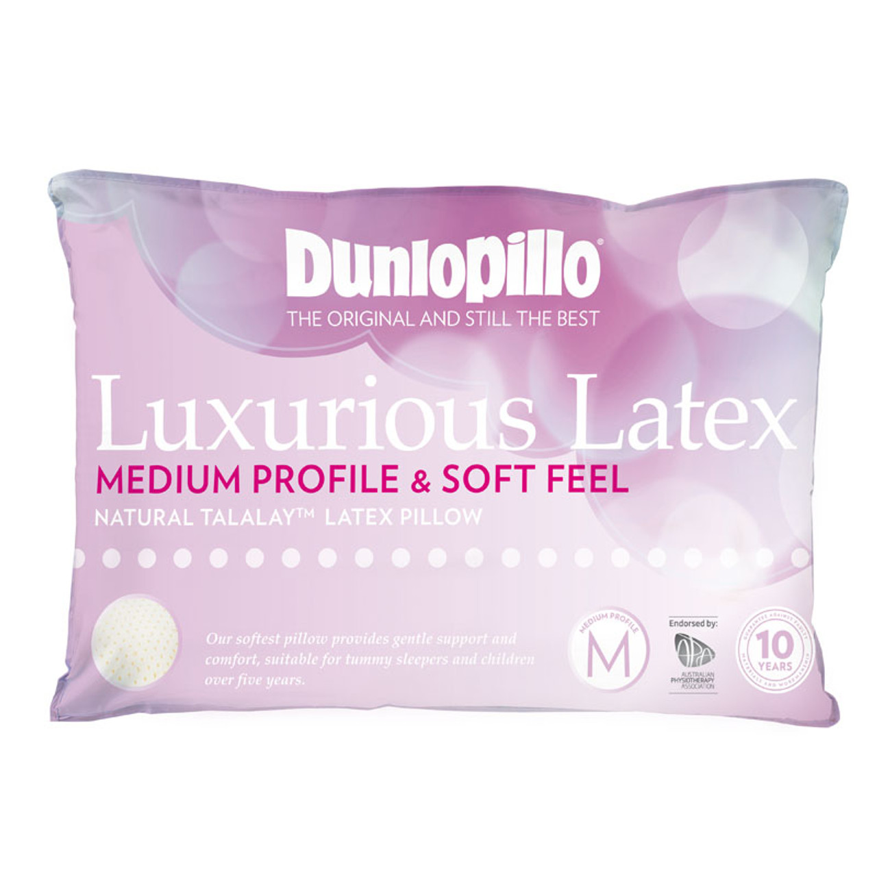 dunlopillo luxurious latex medium profile & soft feel pillow