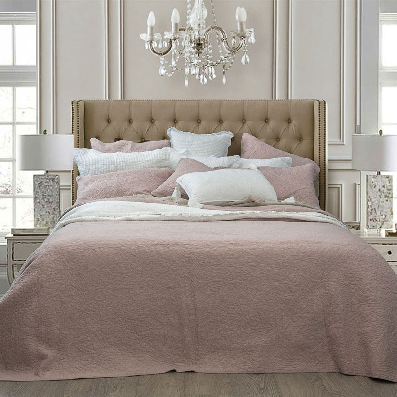 Monet Blush Pink Coverlet Set Queen Bed By Macey Moore