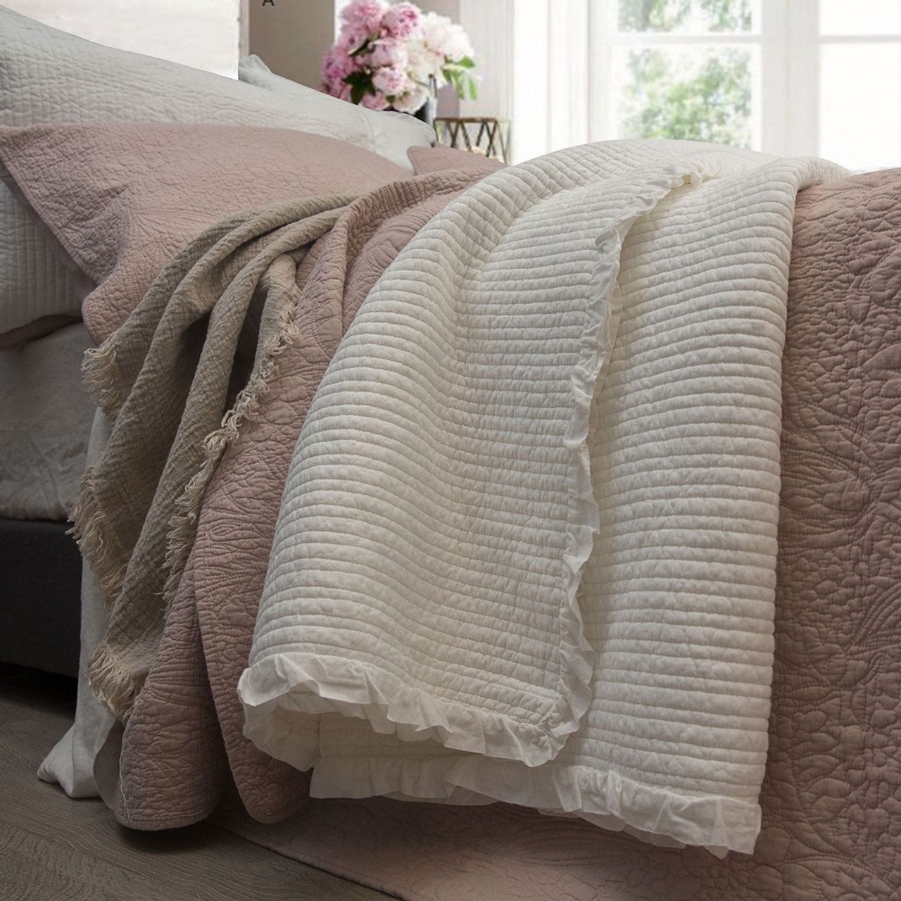 Monet Blush Pink Coverlet Set Queen Bed By Macey Moore