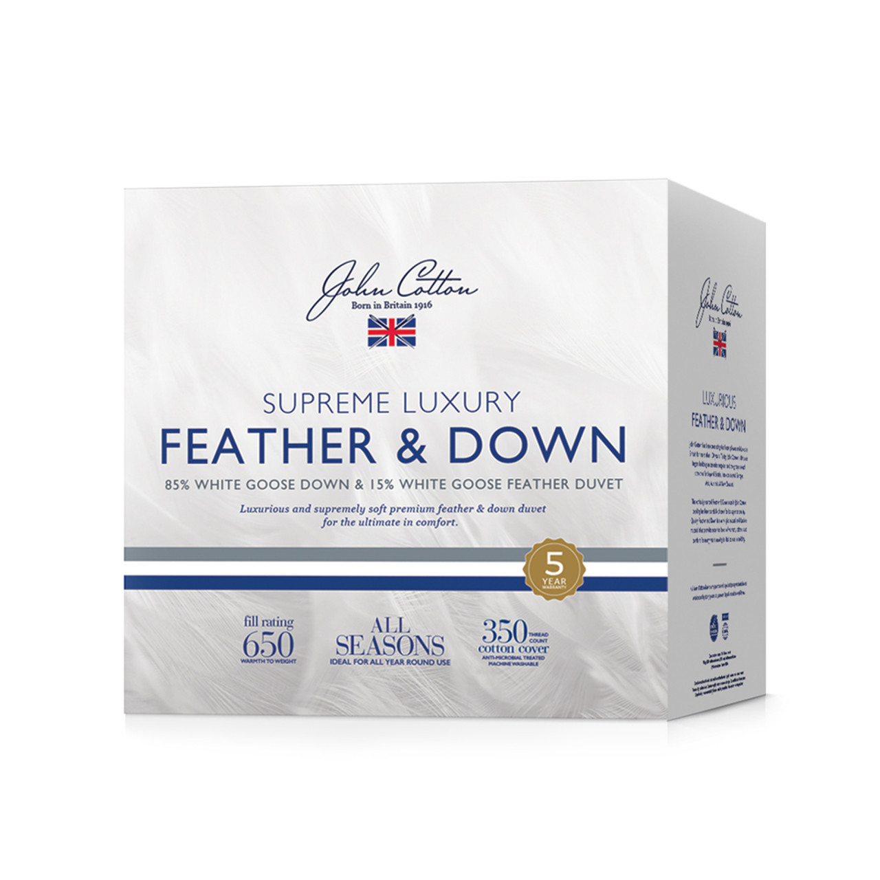 John Cotton Supreme 85 15 Goose Down Feather Quilt Queen Bed