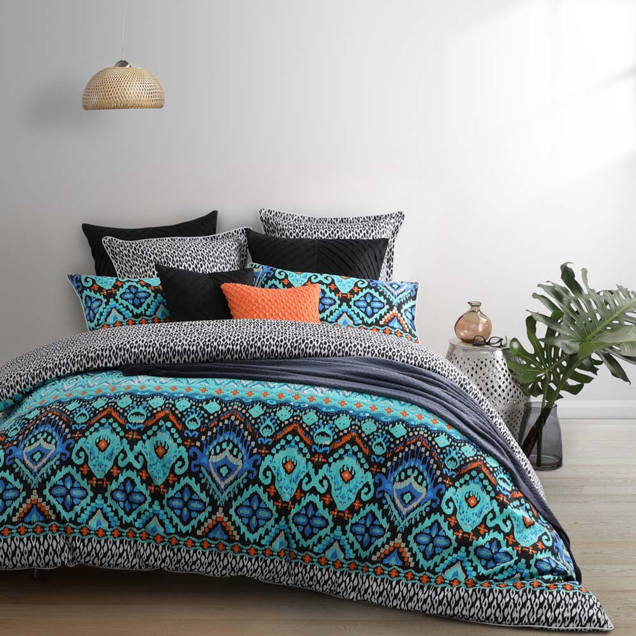 Nomad Teal Quilt Cover Set By Logan And Mason Queen My Linen