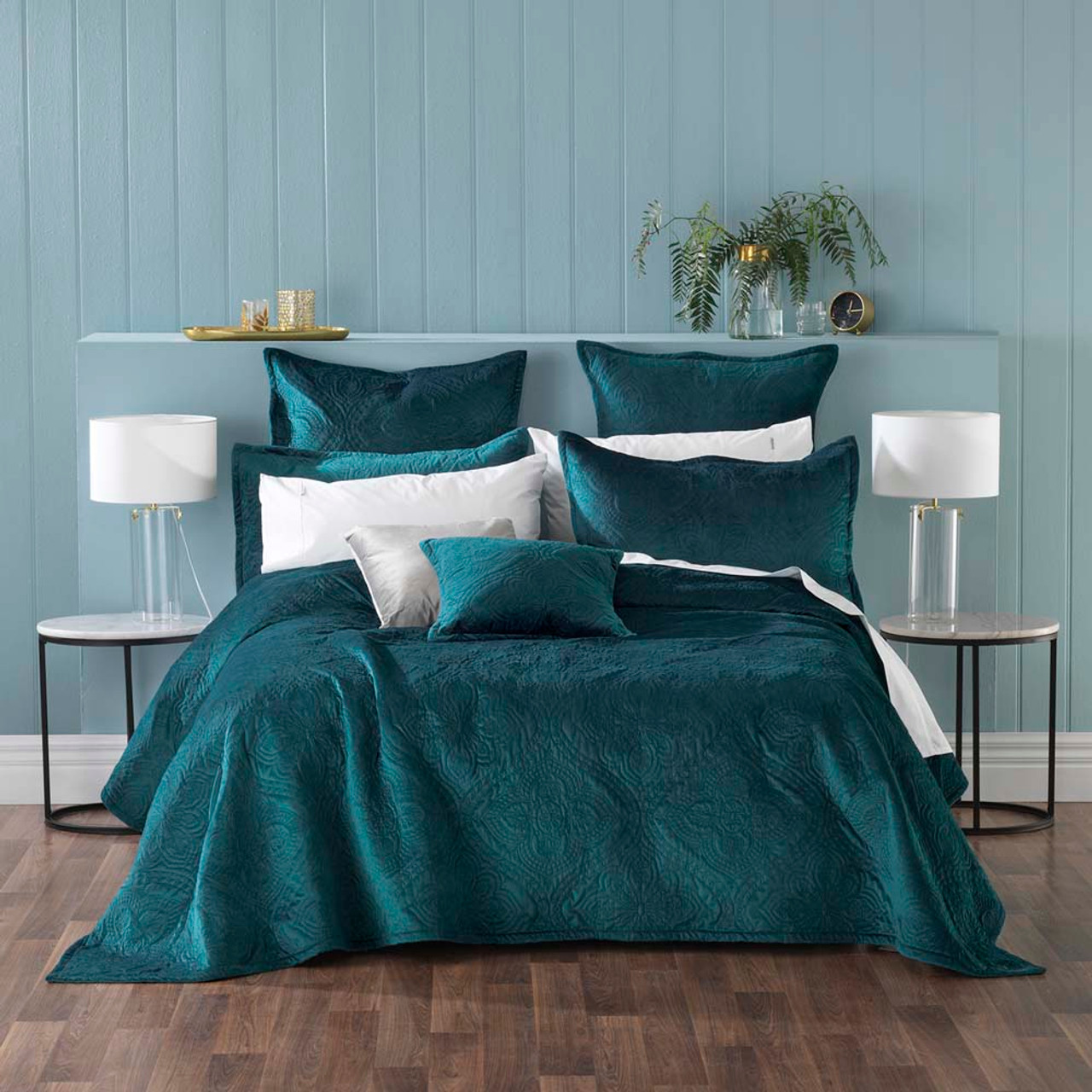 Dynasty Teal Coverlet Set By Bianca Single Double Bed My Linen