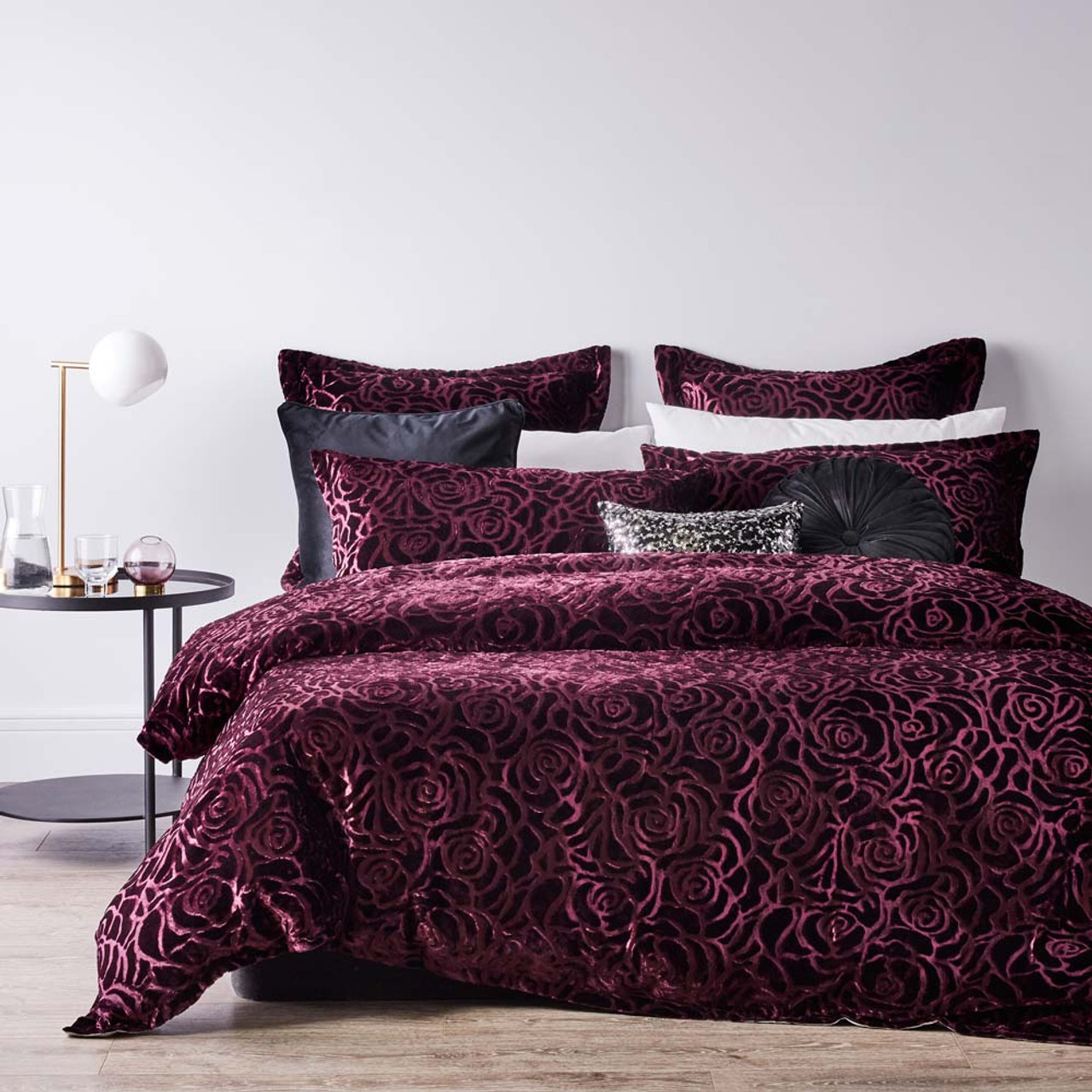 Odette Aubergine Quilt Cover Set By Platinum Logan Mason King