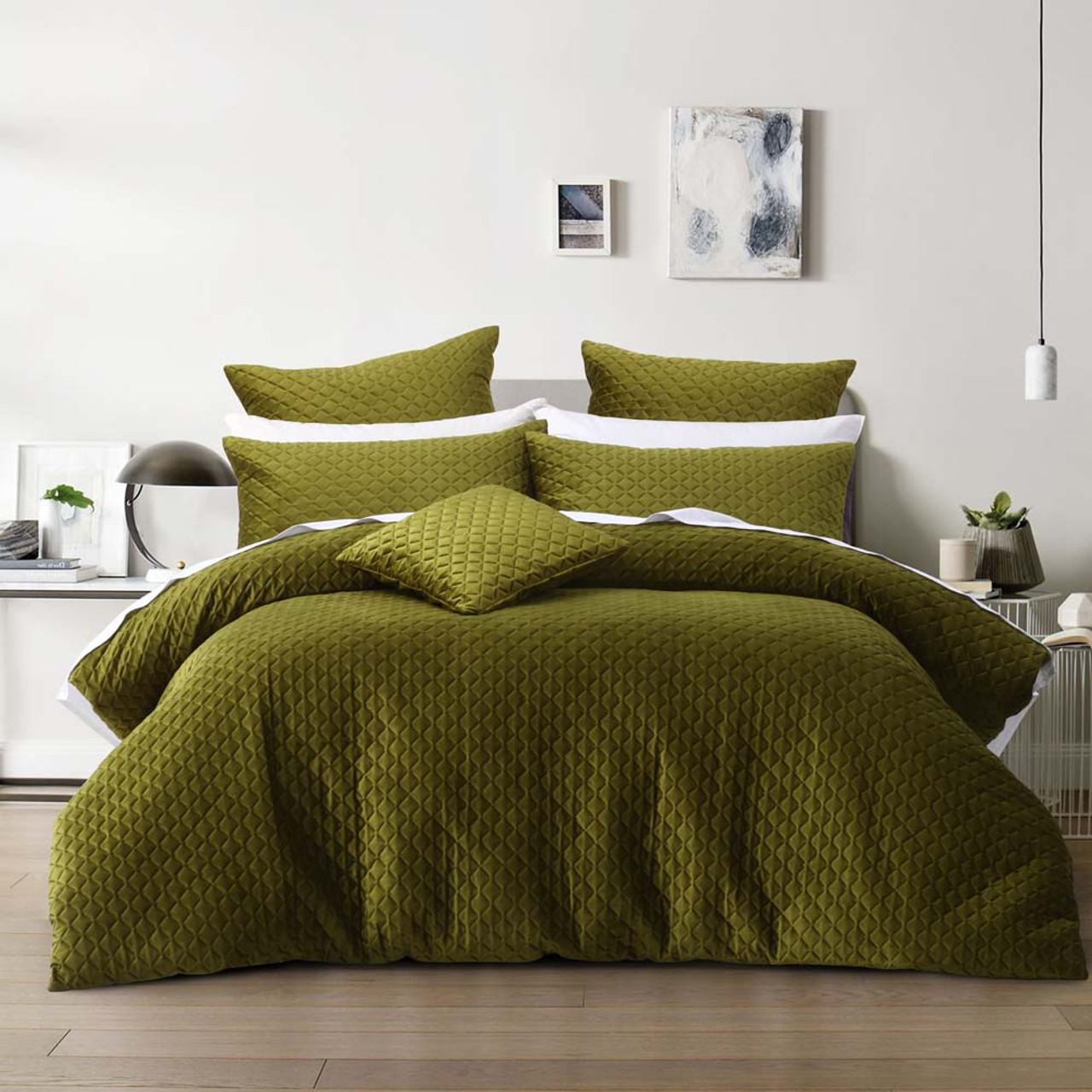 olive green velvet duvet cover