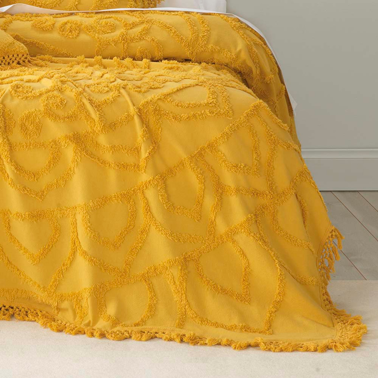 mustard quilted bedspread