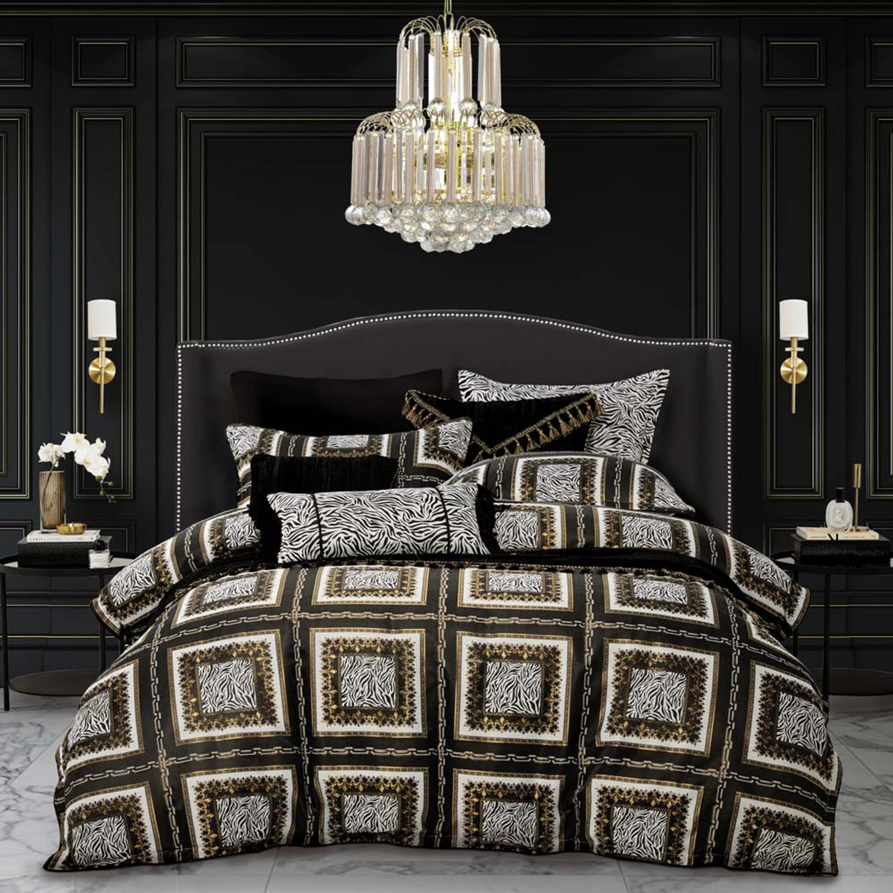 black and gold doona cover