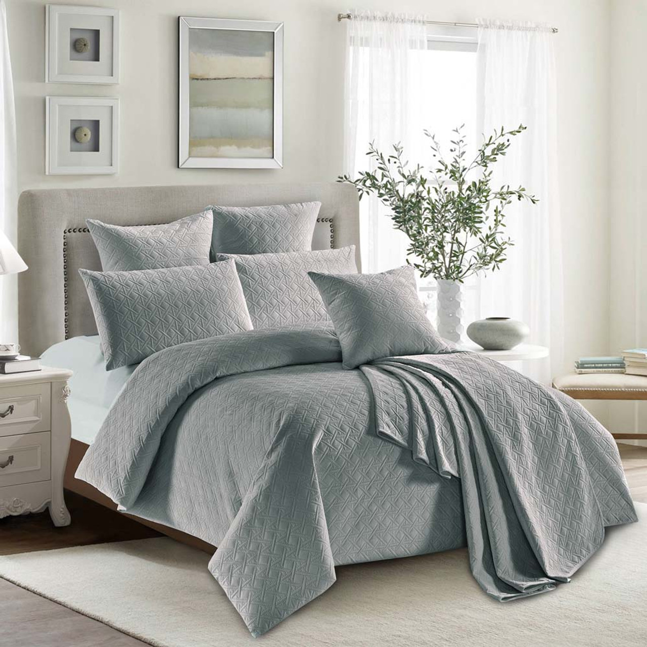 grey quilt cover single