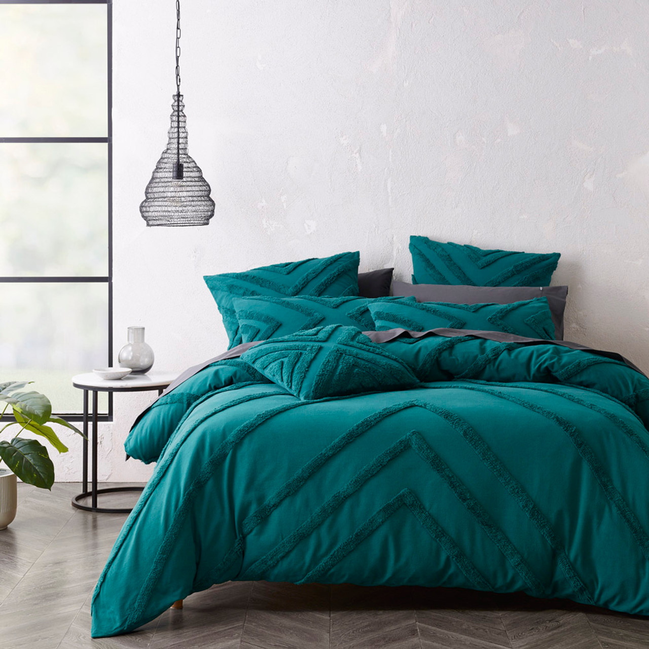 teal doona cover